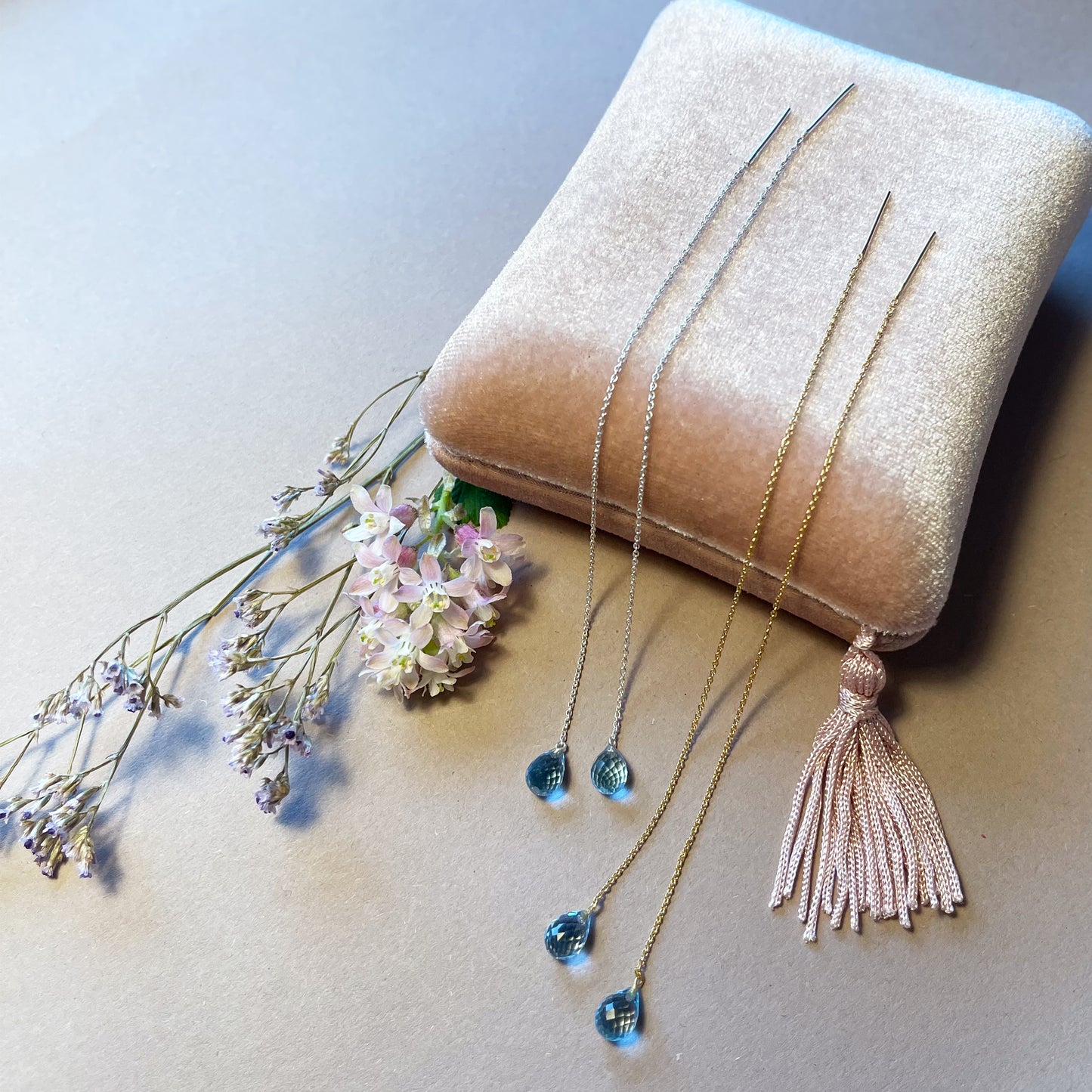 Fädelohrringe Topas