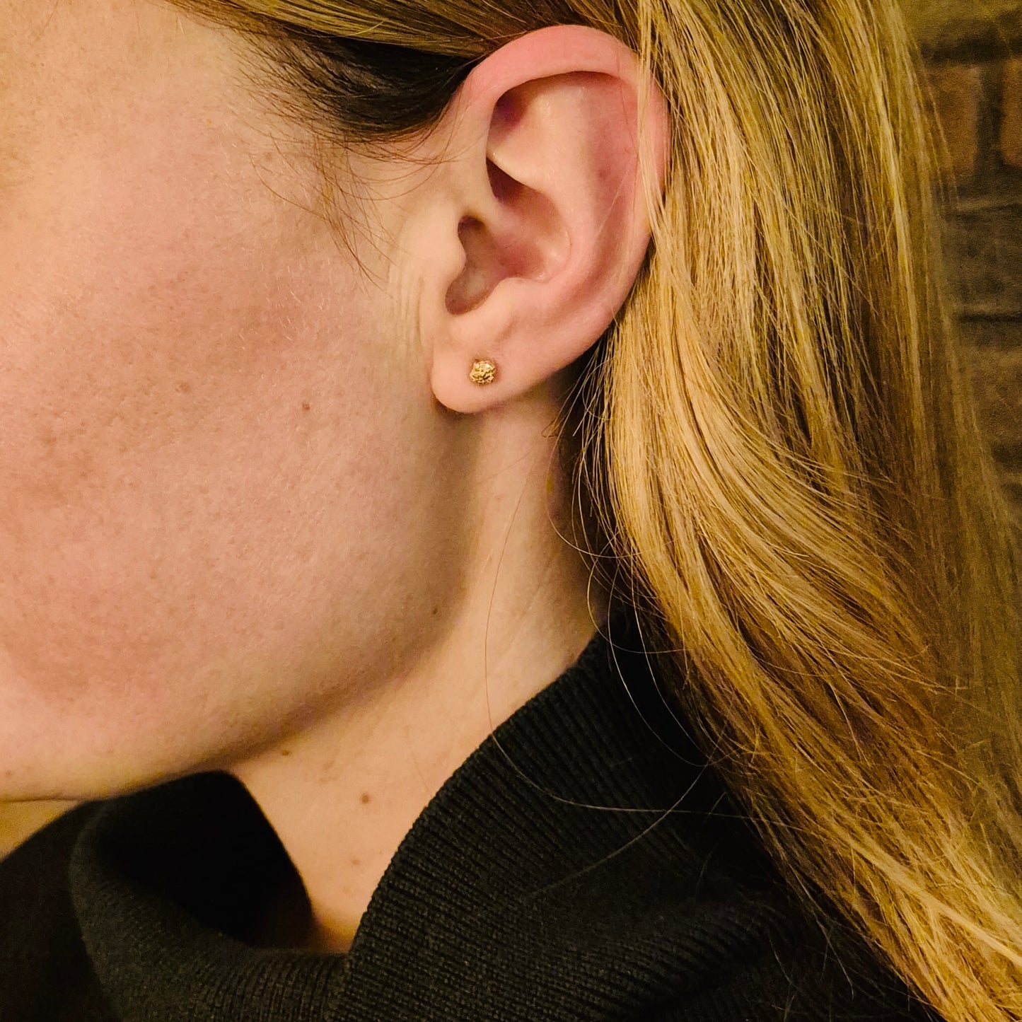 Gold Nugget Ohrstecker handgemacht