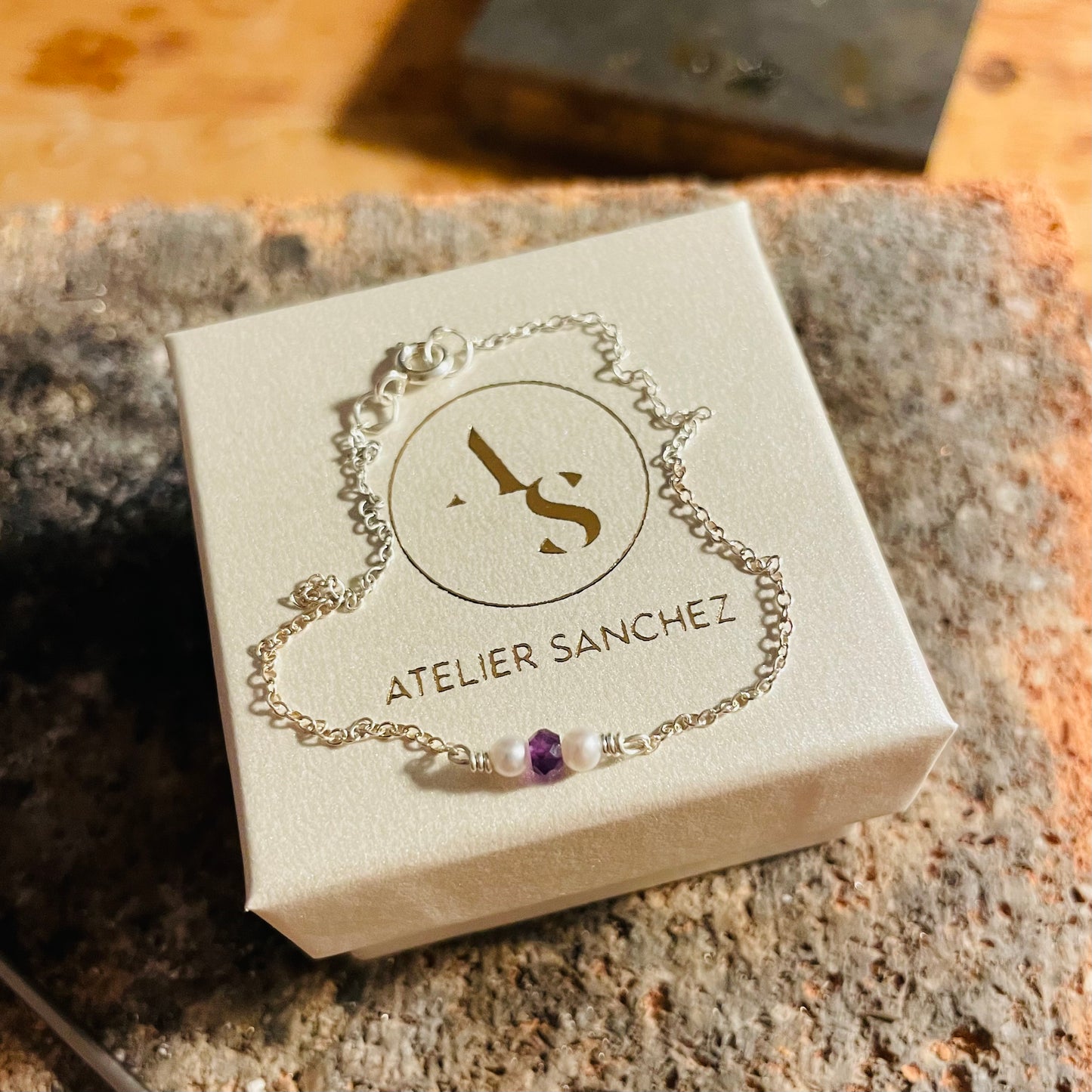 Silber Armband Amethyst Perlen