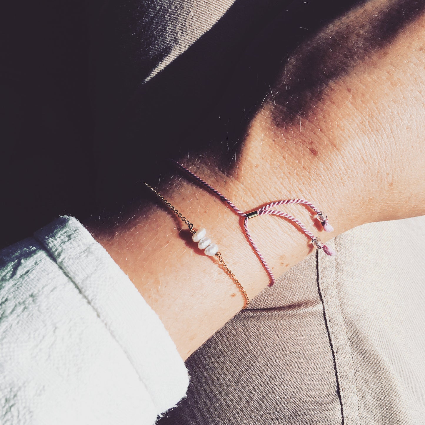 Zartes Perlen Armband gold