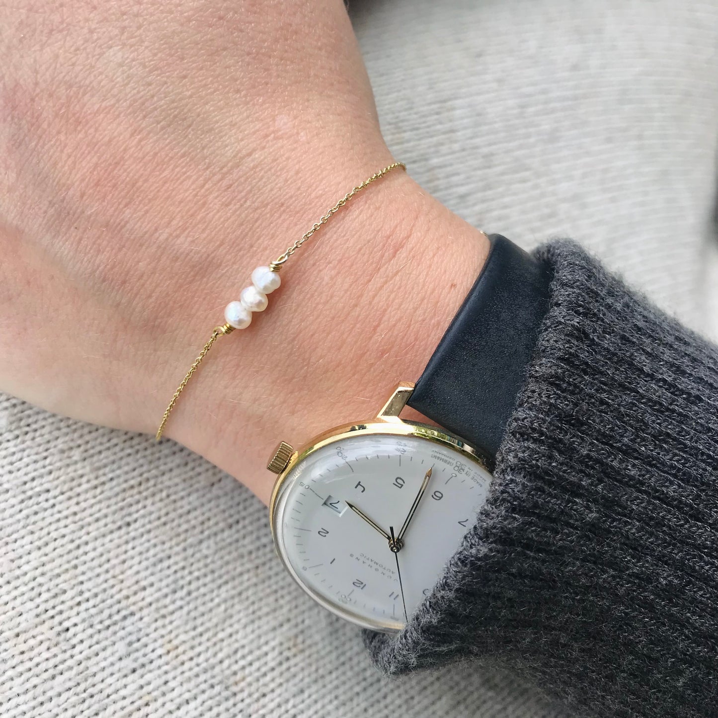 Armband gold Uhr Perlen