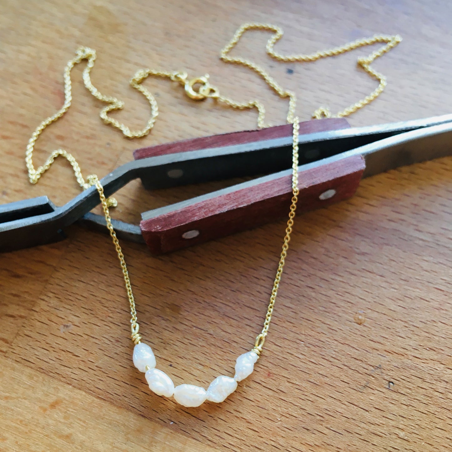 Halskette gold kleine Perlen