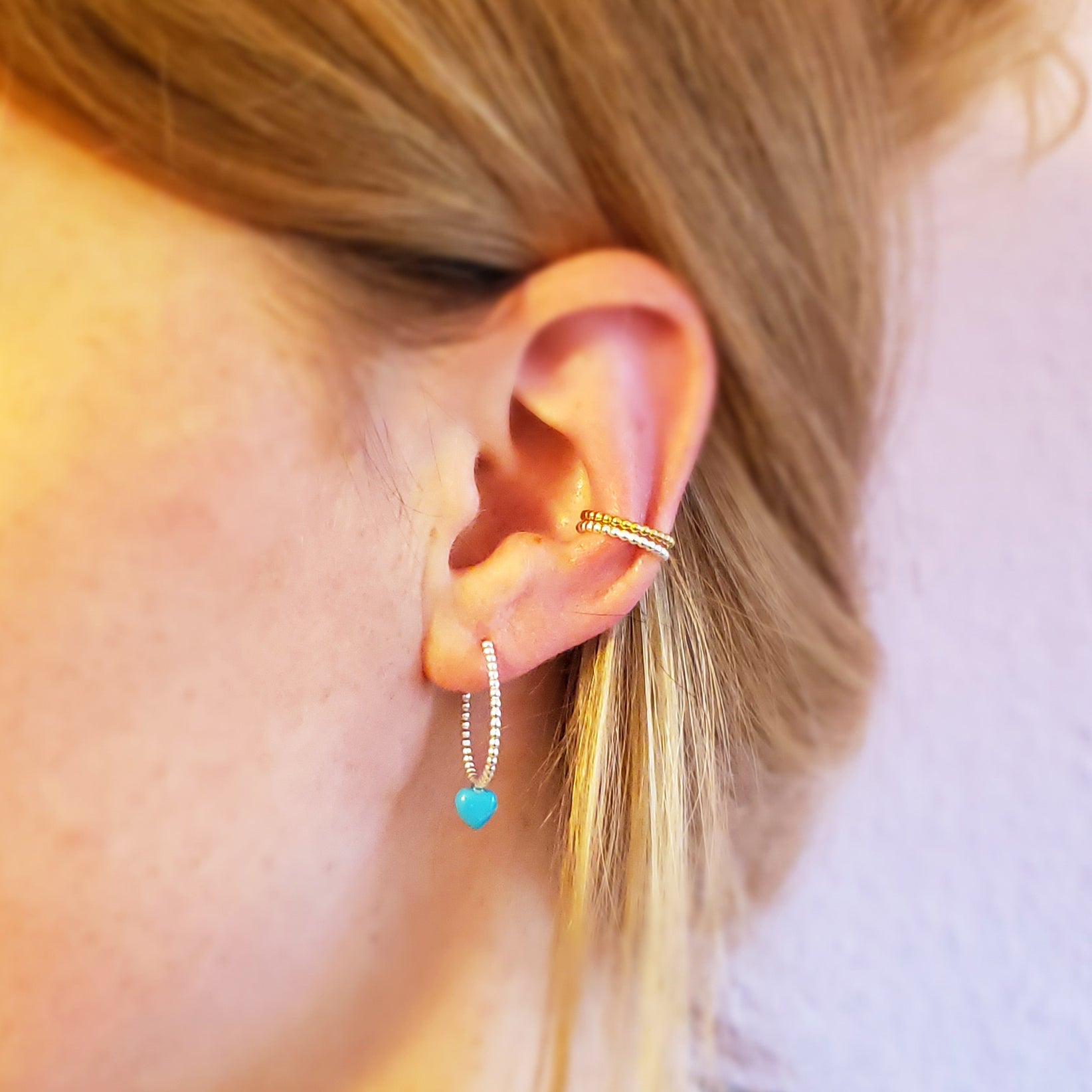 Ohrringe blaues Herz Earcuffs