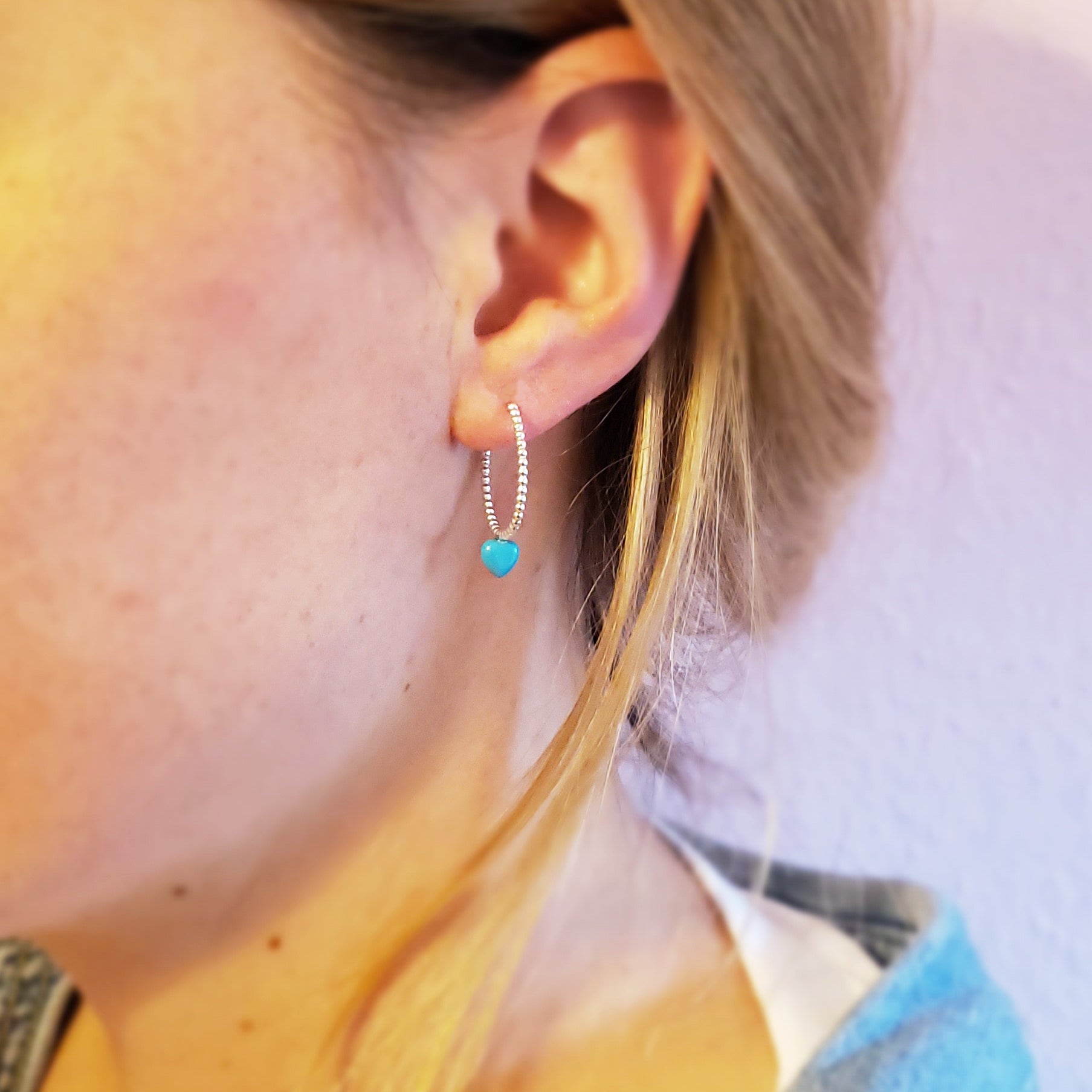 Ohrringe blaues Herz silber