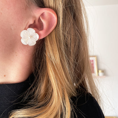 Ohrstecker weiss Blumen