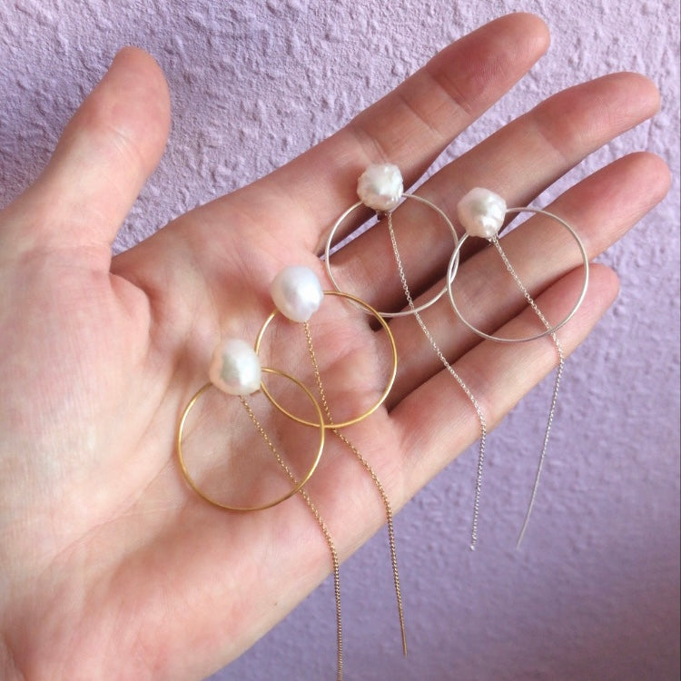 Statement Ohrringe Perle silber gold