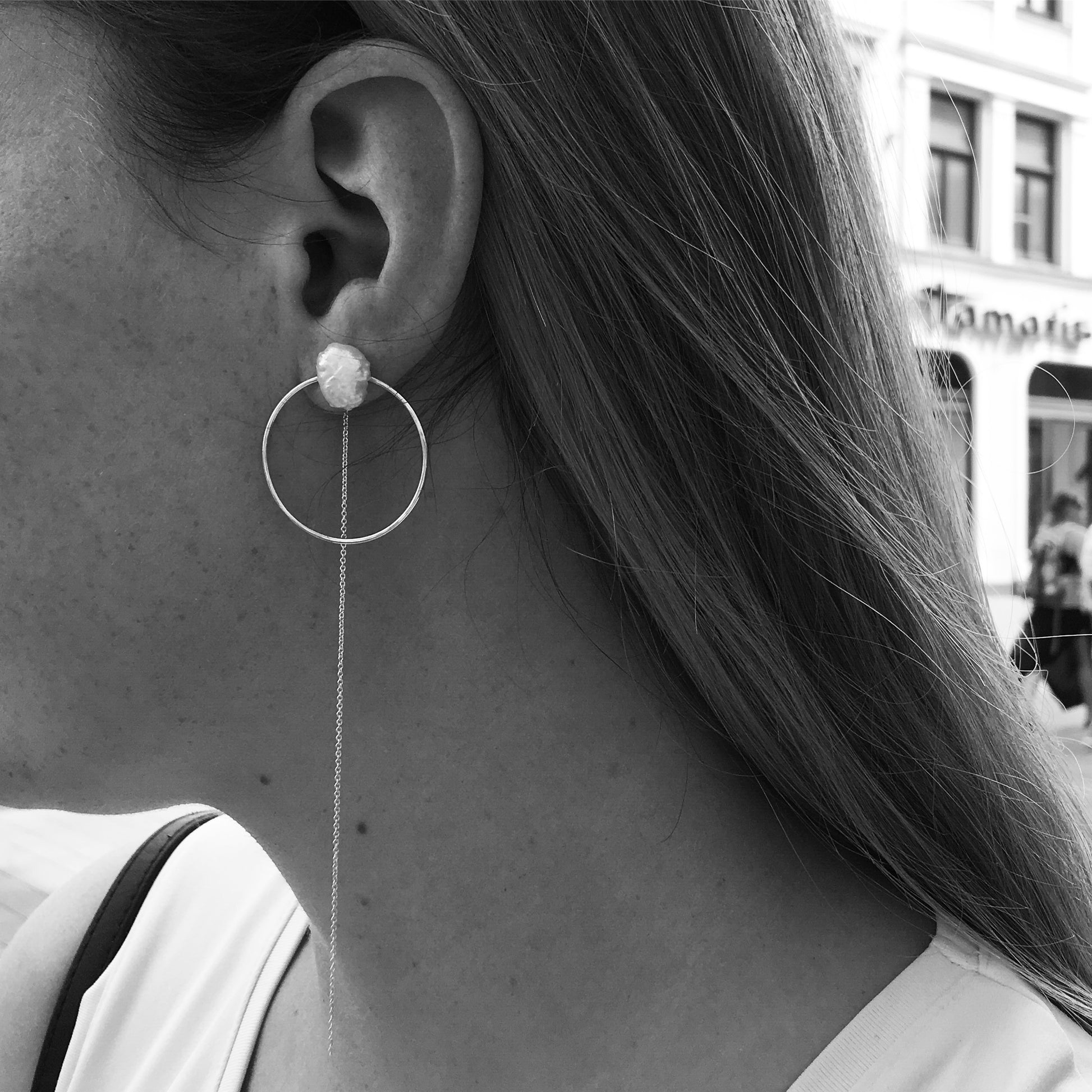 Statement Ohrringe Perle silber